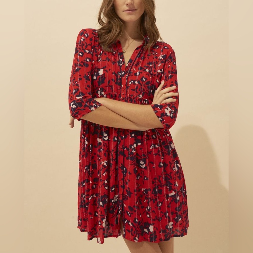 ba&sh ERINE Red Floral Dress